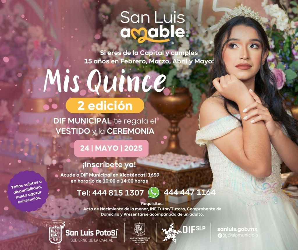 DIF Municipal celebrará la segunda edición de “Mis XV” para beneficiar a familias&nbsp;potosinas