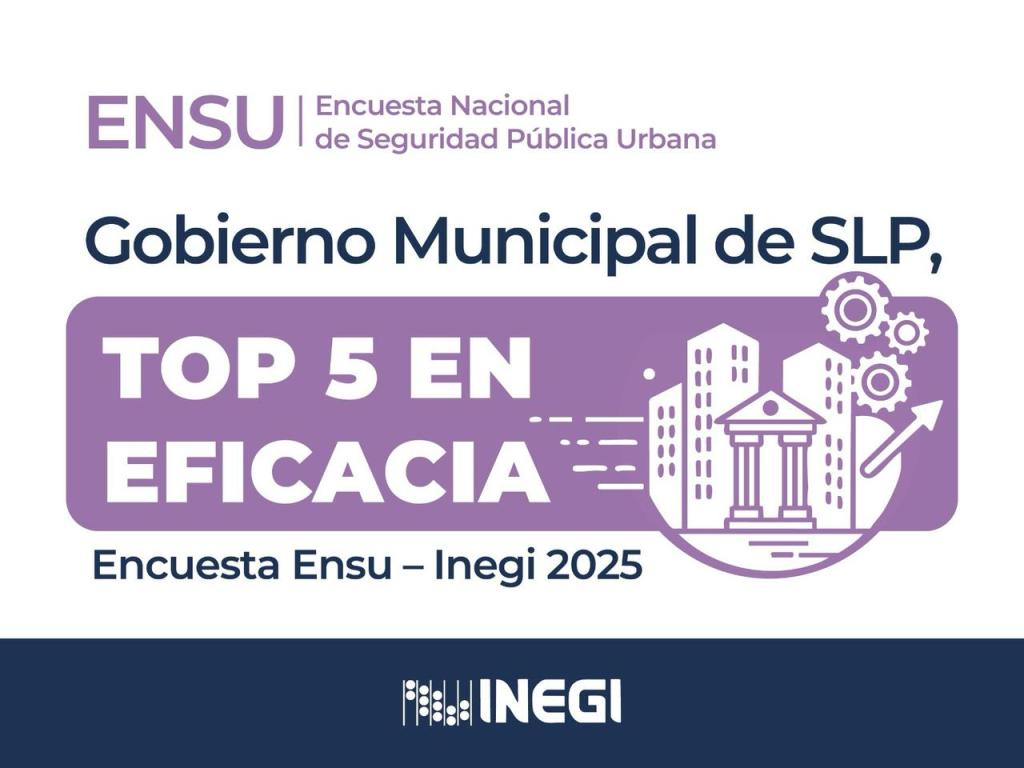 Gobierno Municipal de SLP, top 5 en eficacia: encuesta&nbsp;Inegi