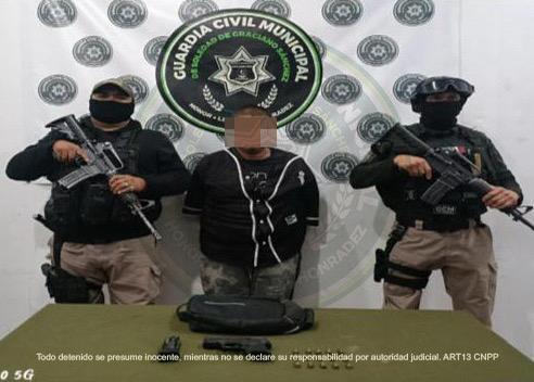 GUARDIA CIVIL MUNICIPAL ASEGURA A MASCULINO EN POSESIÓN DE @RMA DE FUEGO EN COLONIA RANCHO&nbsp;PAVÓN