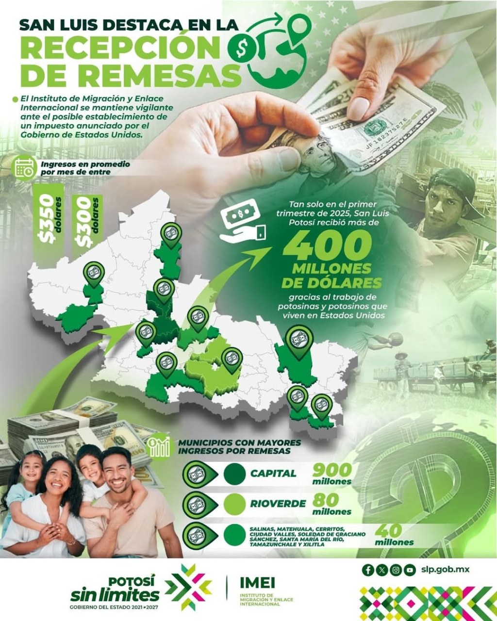 SAN LUIS DESTACA EN LA RECEPCIÓN DE&nbsp;REMESAS