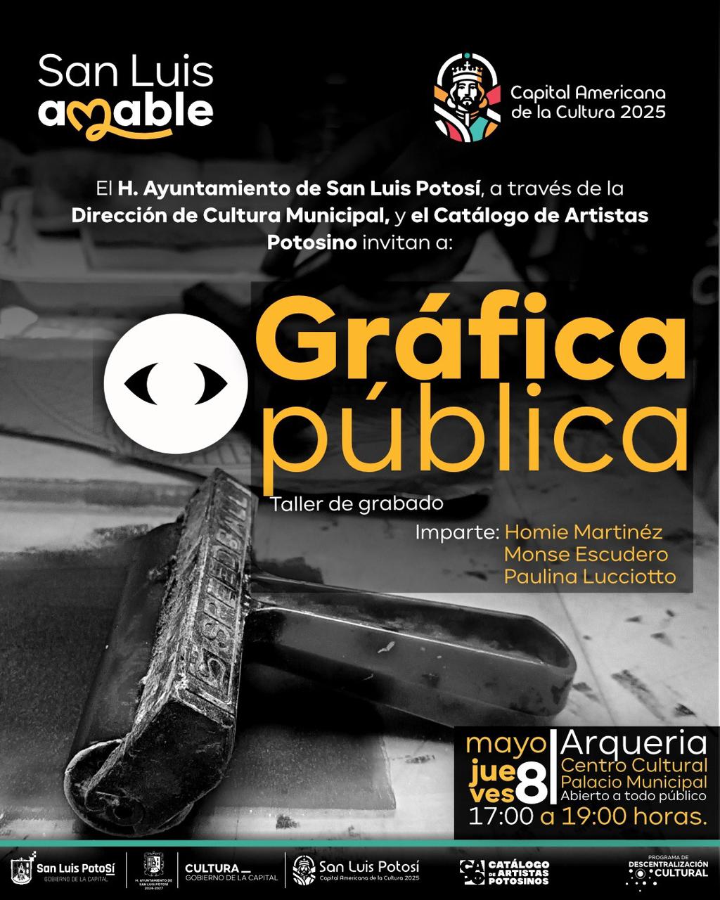 Cultura Municipal continúa con “Taller de Gráfica Pública” en arquería de Palacio&nbsp;Municipal