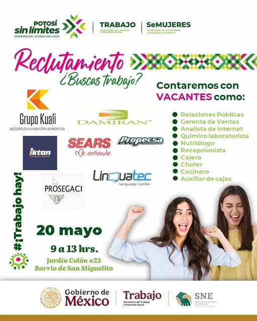 ESTADO REALIZARÁ JORNADA DE EMPLEO EN APOYO A&nbsp;POTOSINAS