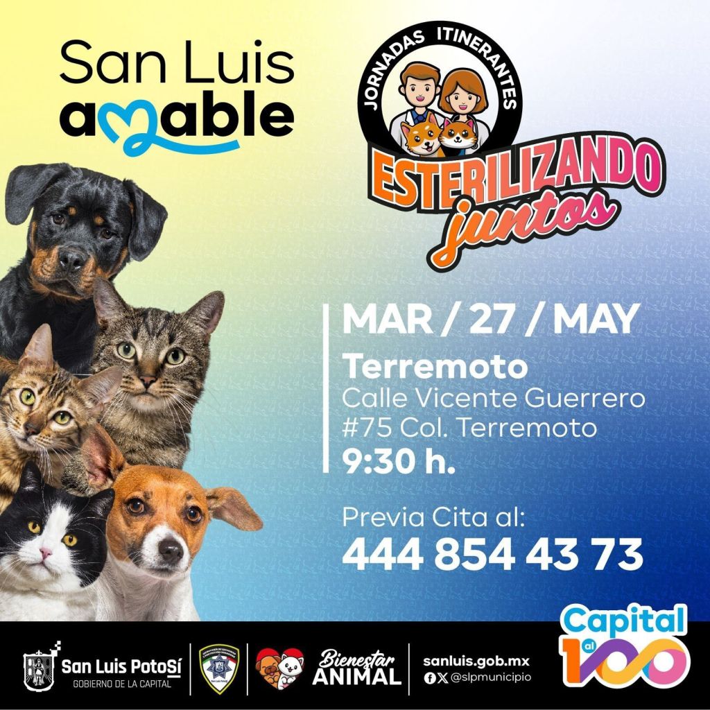 Este martes y miércoles “Esterilizando Juntos” estará en las colonias Terremoto y Plan Ponciano&nbsp;Arriaga