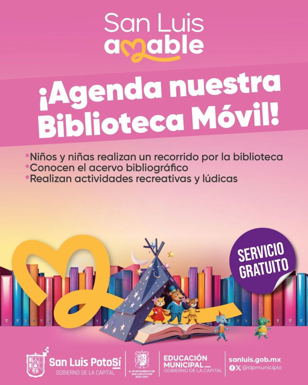 Niñas y niños de SLP se diviertes y aprenden en la Biblioteca Móvil del Gobierno de la&nbsp;Capital