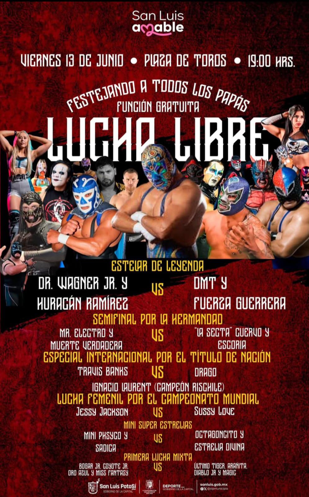 Con entrada gratuita la gran función de lucha libre profesional a cargo del Gobierno de la Capital, este viernes 13 de&nbsp;junio