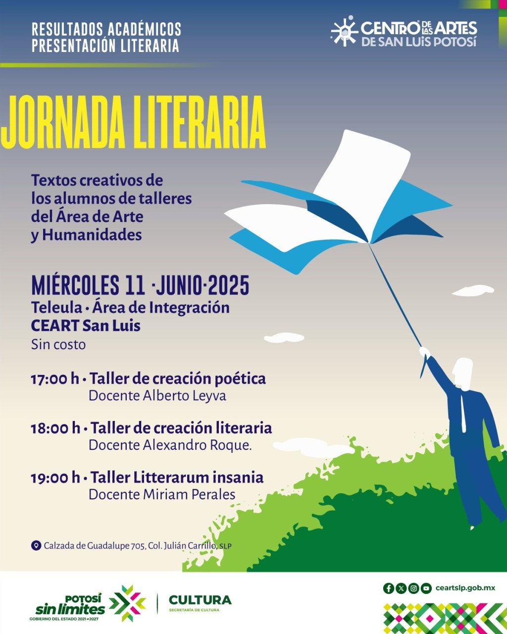 JORNADA LITERARIA EN EL CEART SAN LUIS, ESTE MIÉRCOLES 11 DE&nbsp;JUNIO