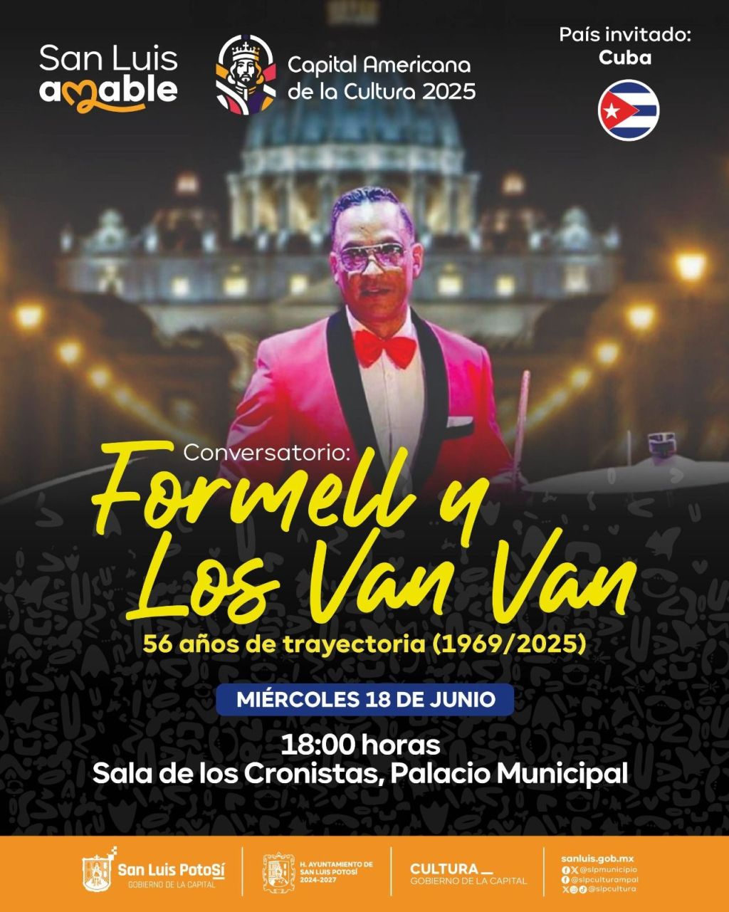 Conversatorio con “Formell y los Van Van”, dentro de Capital Americana de la&nbsp;Cultura