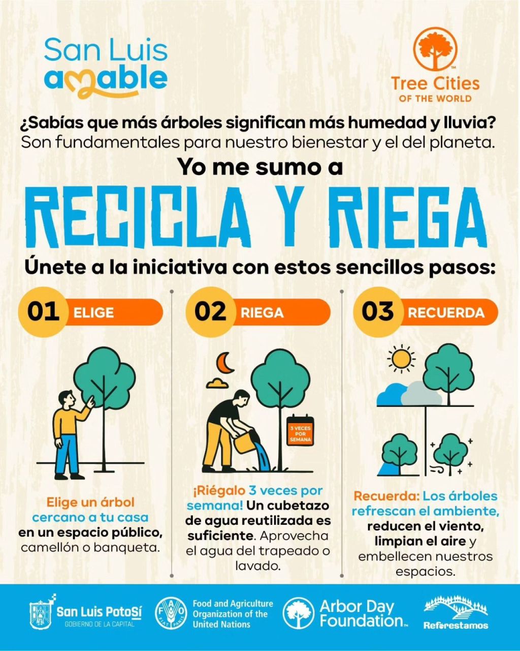 Invita Ayuntamiento de SLP a la ciudadanía a unirse a la campaña: “¡Recicla y&nbsp;Riega!”