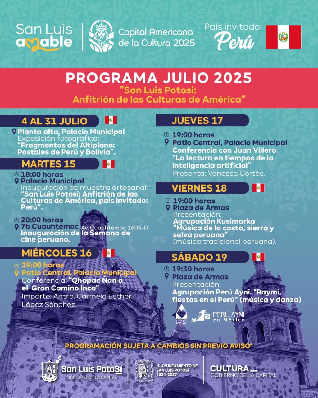 Arranca esta semana San Luis Capital Americana de la Cultura con Perú país&nbsp;invitado