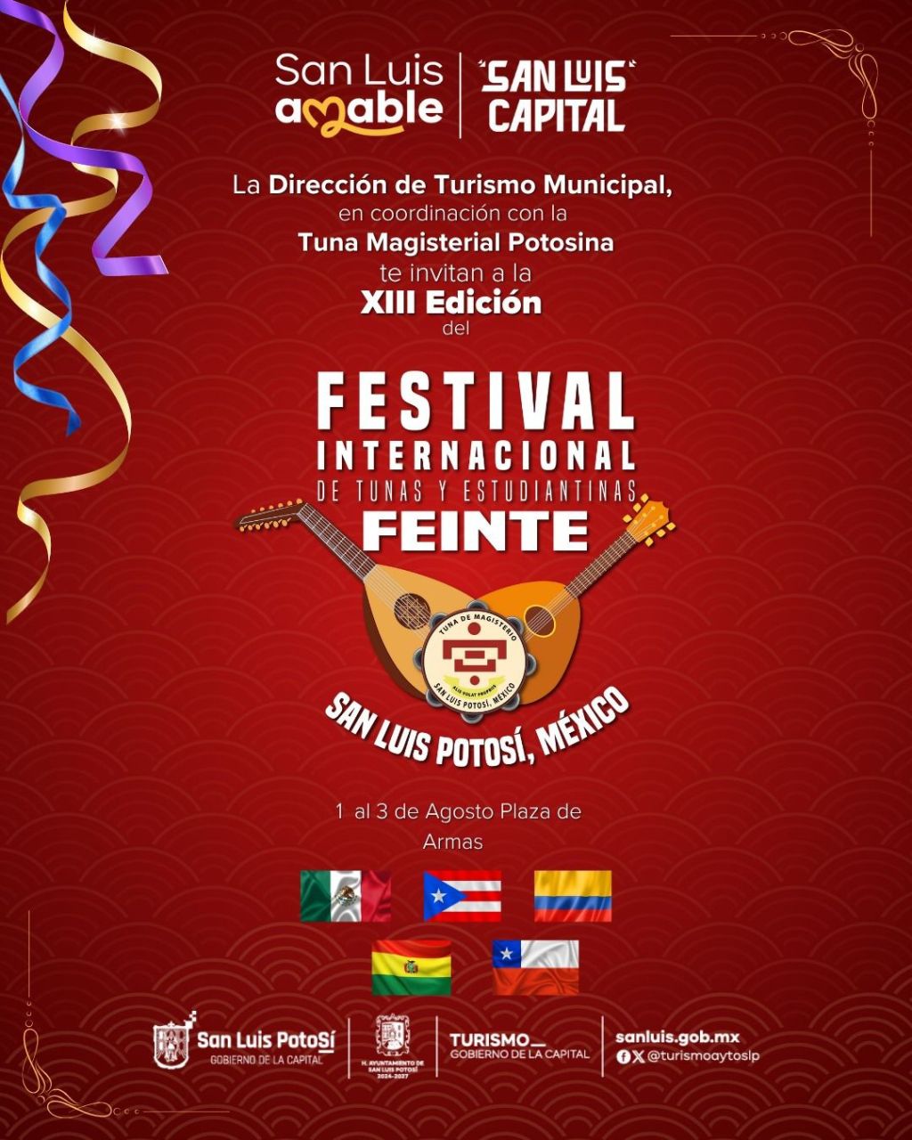 Gobierno Municipal de San Luis Capital invita al Festival Internacional de Tunas y&nbsp;Estudiantinas