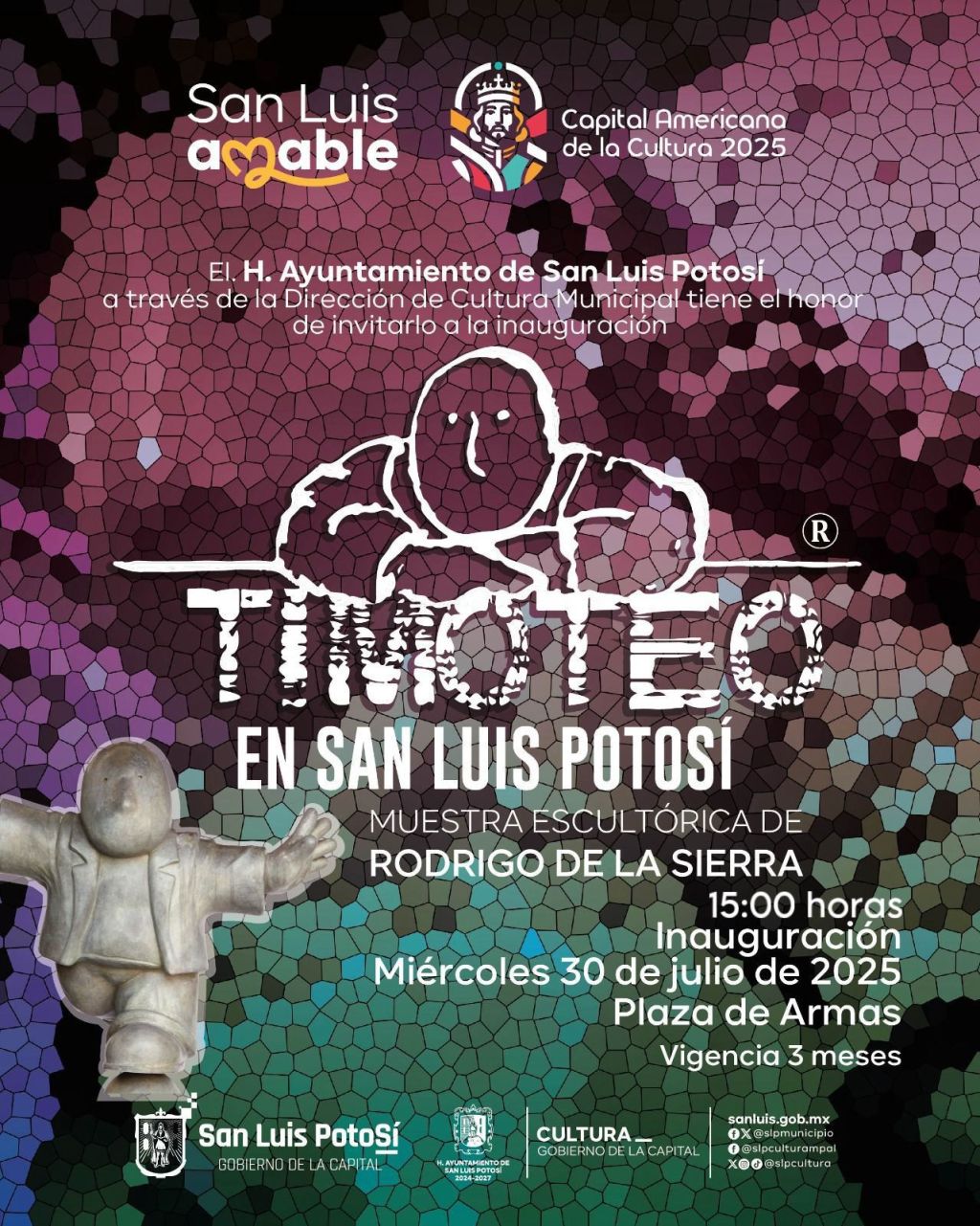 “Timoteo en San Luis Potosí”, muestra escultórica del gran Rodrigo de la Sierra en Plaza de&nbsp;Armas