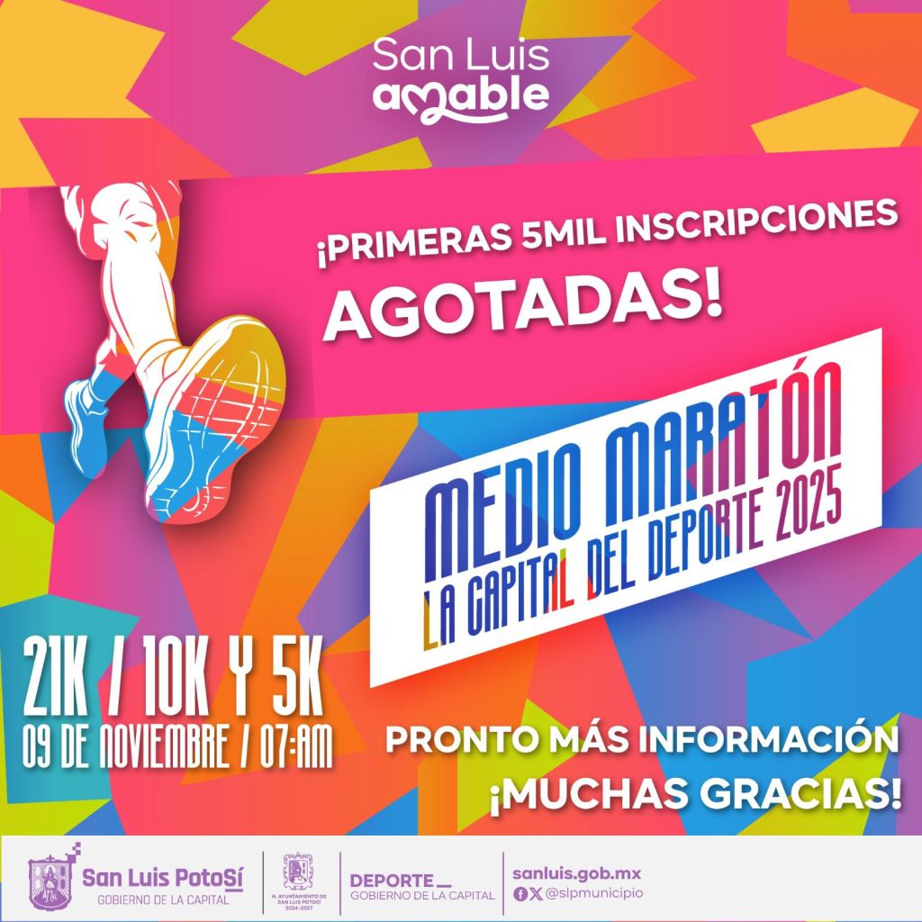 Cierran los primeros 5 mil registros para el Medio Maratón La Capital del Deporte 2025