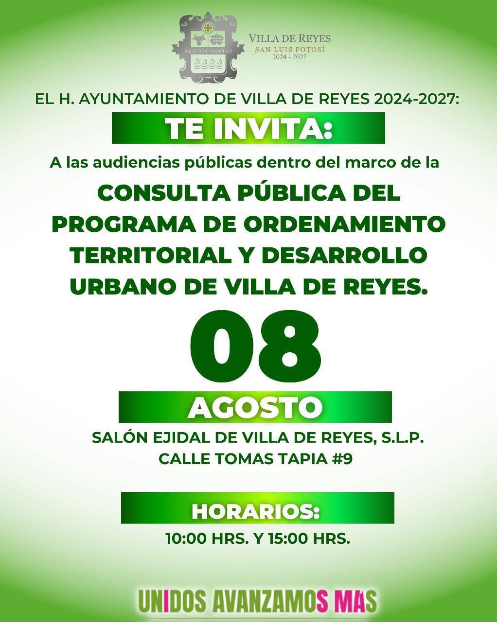 VILLA DE REYES INVITA A PARTICIPAR EN LA CONSULTA PÚBLICA DE ORDENAMIENTO&nbsp;TERRITORIAL