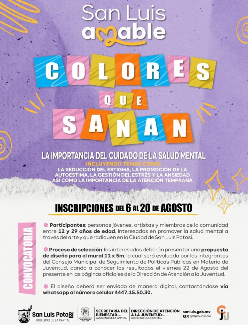 Invita Gobierno Municipal de SLP a las juventudes a participar en “Colores que&nbsp;Sanan”