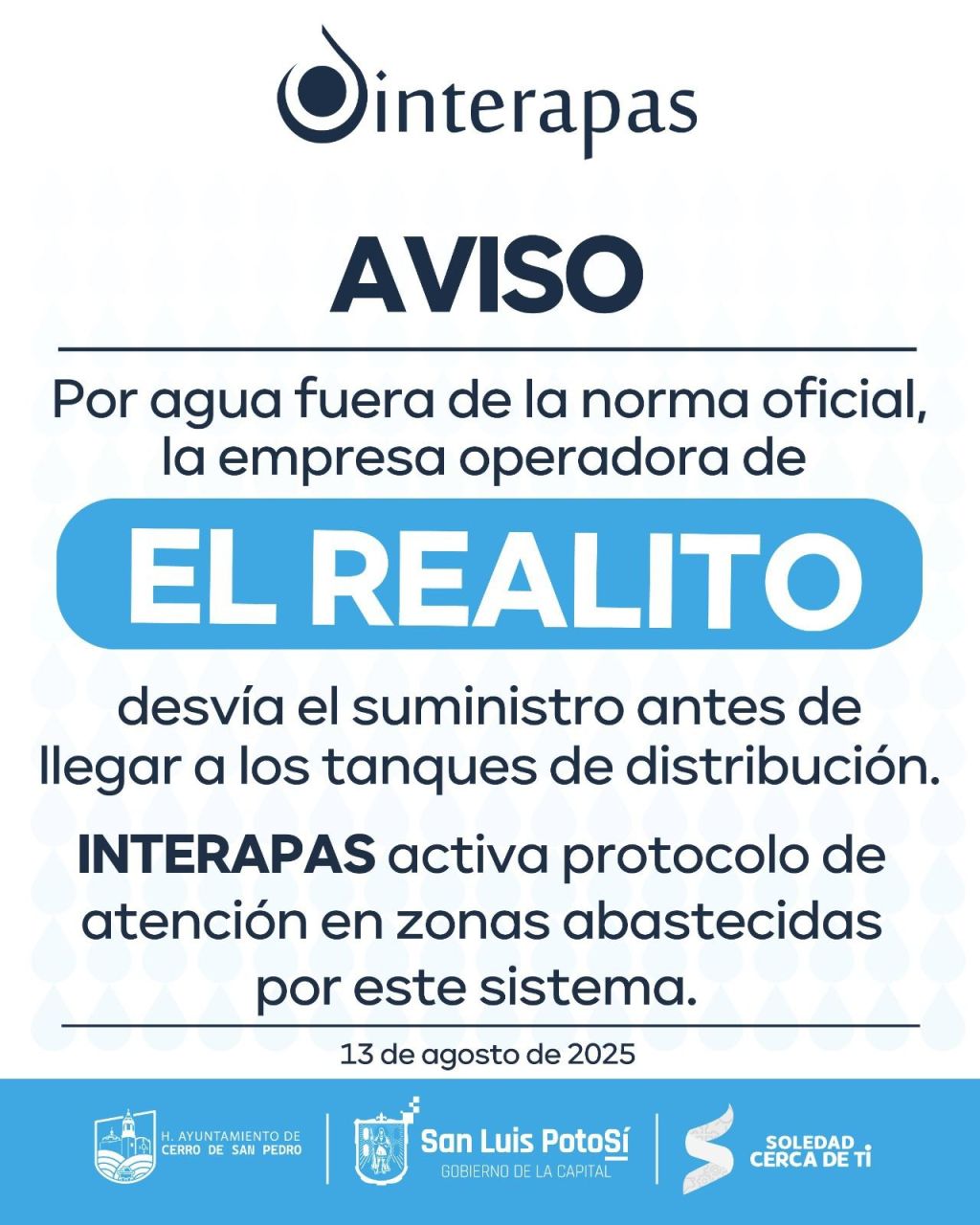 Por mala calidad, empresa operadora de “El Realito” desvía agua antes de llegar a la red&nbsp;municipal