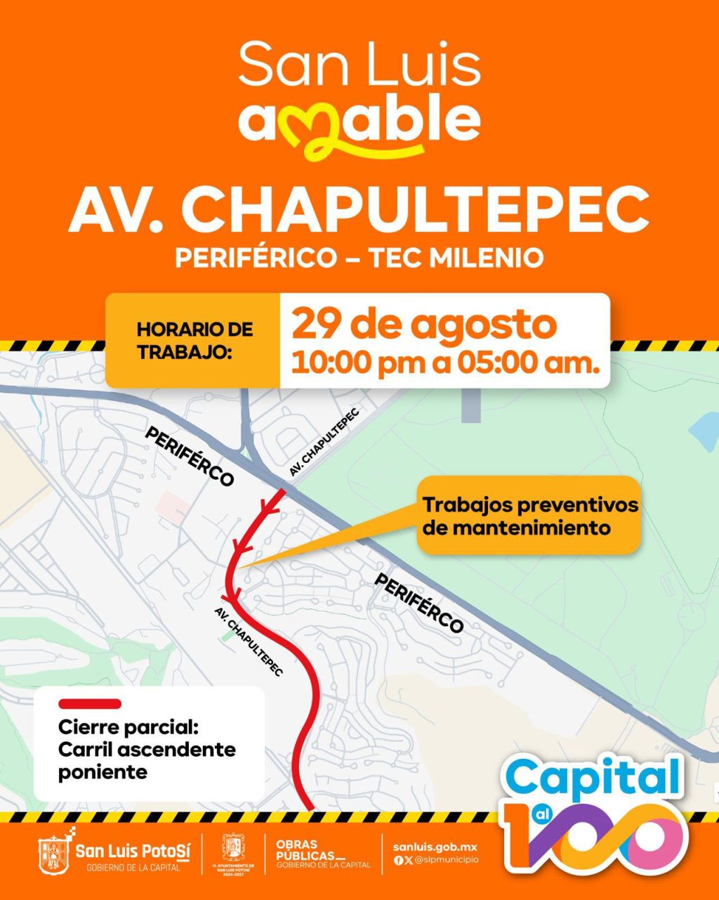 Mantenimiento preventivo nocturno en Av. Chapultepec con cierre&nbsp;parcial