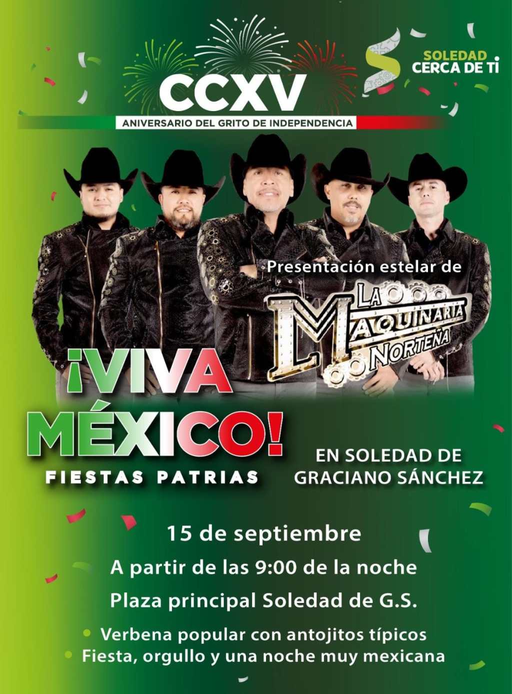 AYUNTAMIENTO DE SOLEDAD INVITA A DISFRUTAR LA TRADICIONAL NOCHE MEXICANA, ESTE 15 DE SEPTIEMBRE