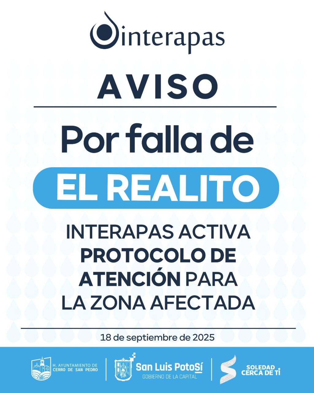Interapas activa protocolo de atención por nueva falla en “El&nbsp;Realito”