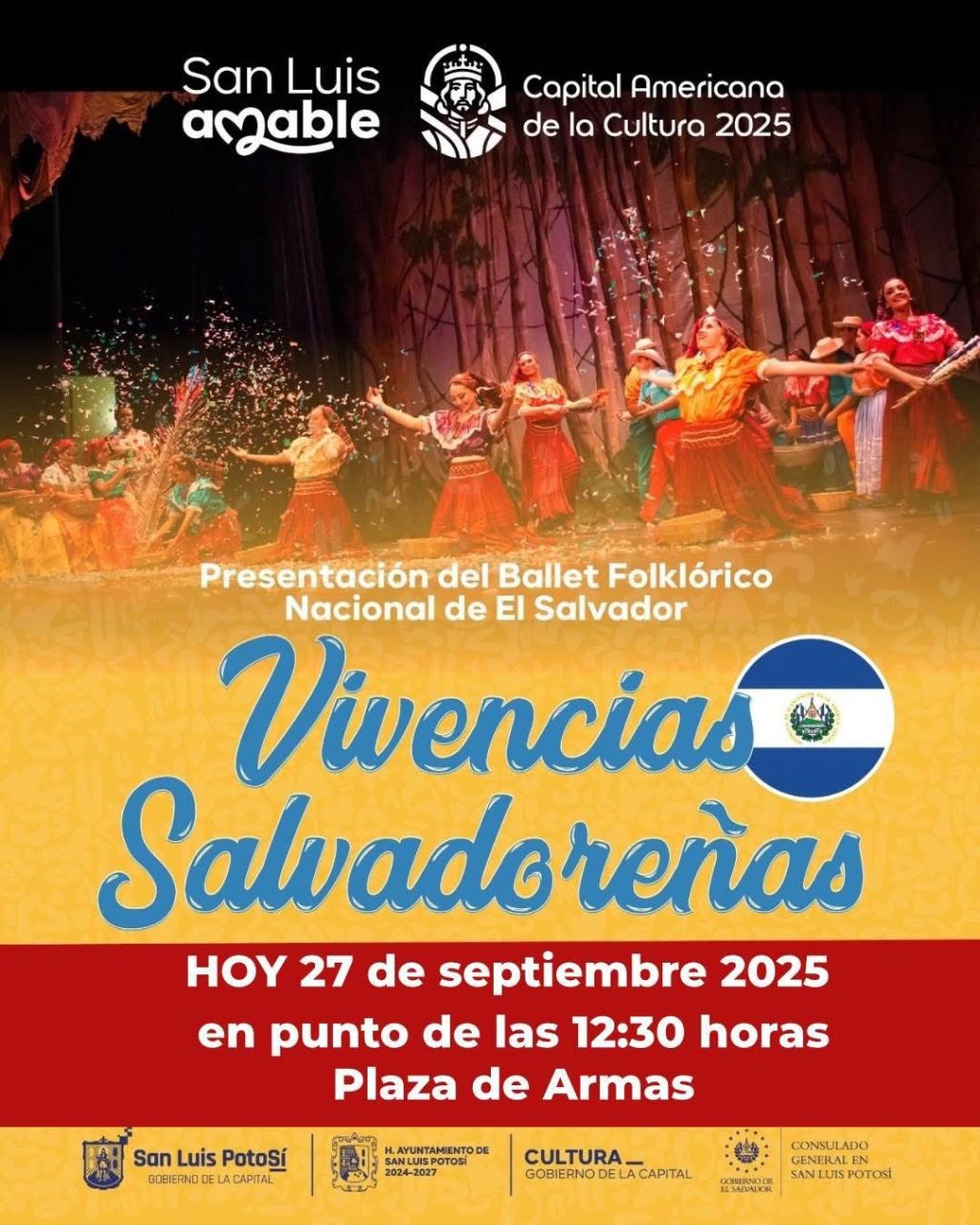 El Ballet Folklórico Nacional de El Salvador engalana a San Luis Potosí en los eventos de Capital Americana de la Cultura&nbsp;2025