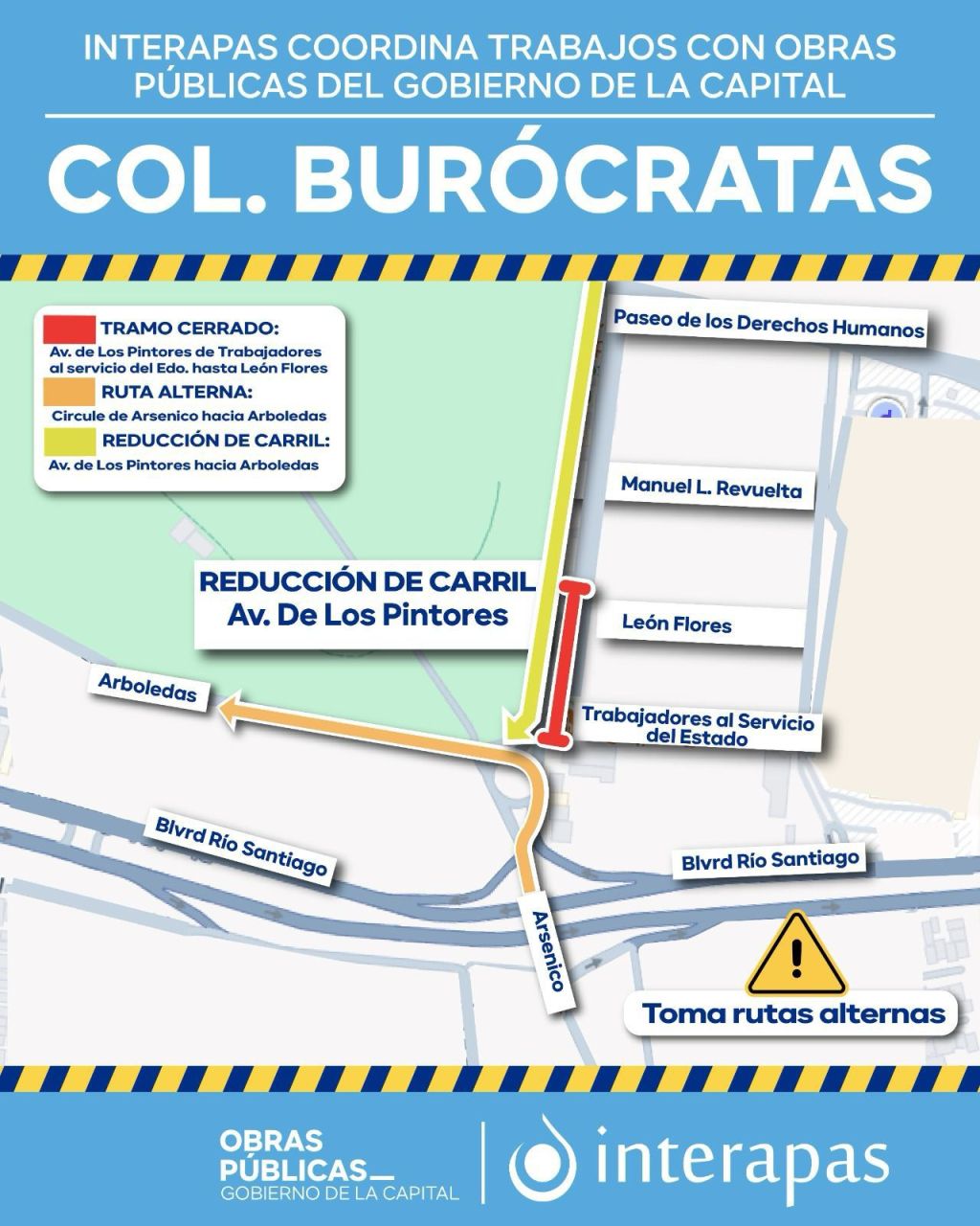 Interapas coordina trabajos con Obras Públicas del Gobierno de la Capital en la intervención de Av. de Los&nbsp;Pintores