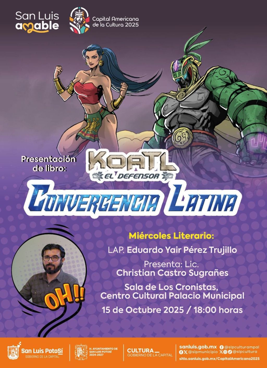 Cultura Municipal invita al Miércoles Literario con la presentación del libro “KOATL EL’DEFENSOR – Convergencia&nbsp;Latina”