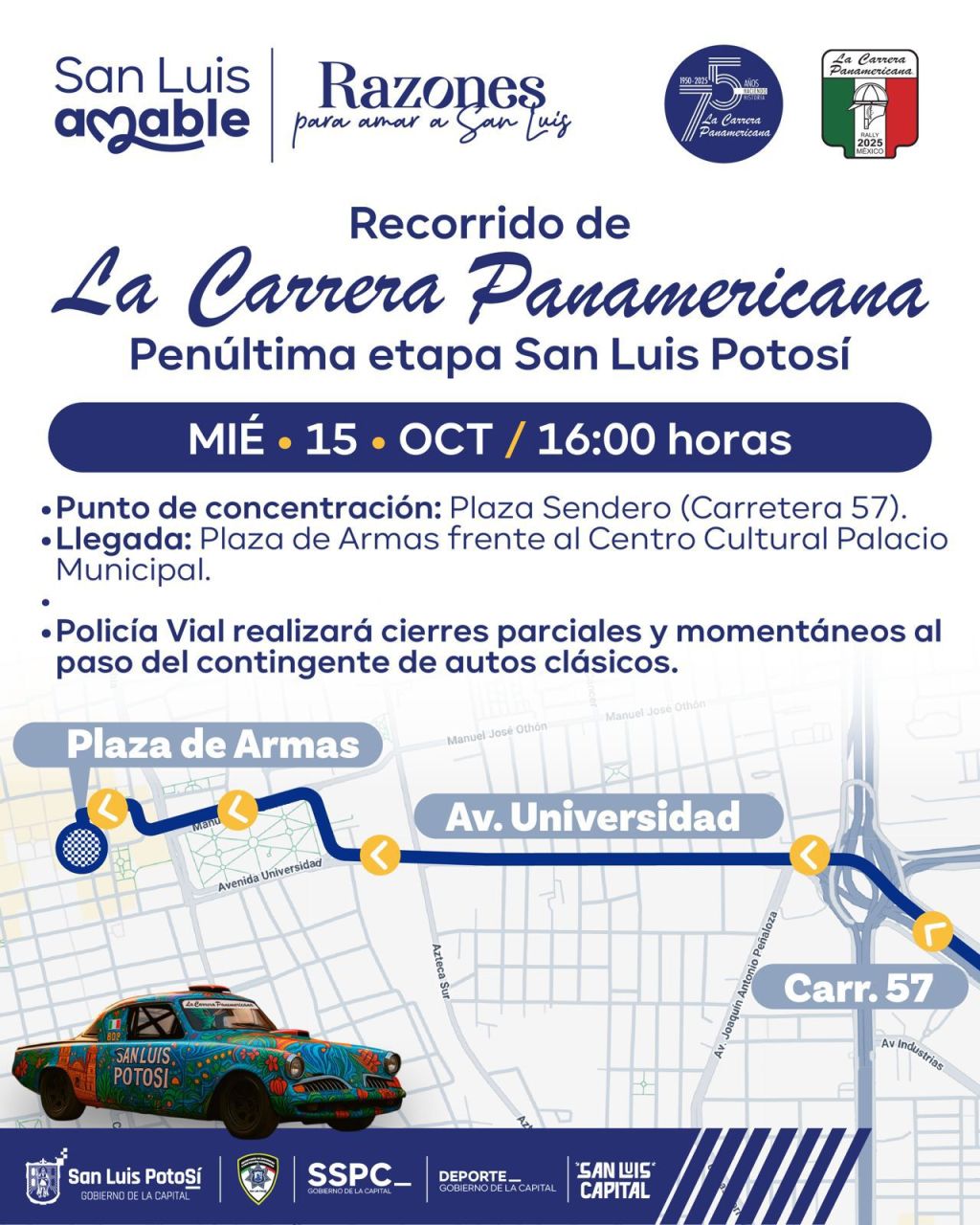Policía de la Capital implementará operativo vial por llegada de la Carrera Panamericana&nbsp;2025