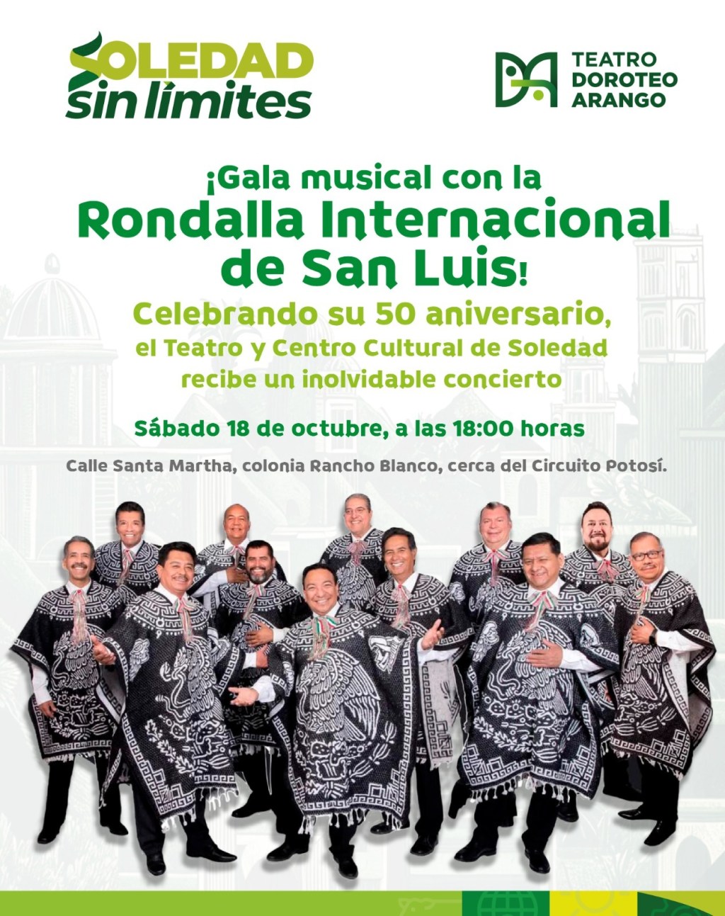 SOLEDAD INVITA A CELEBRAR 50 AÑOS DE LA RONDALLA INTERNACIONAL DE SAN LUIS CON UNA NOCHE DE&nbsp;GALA
