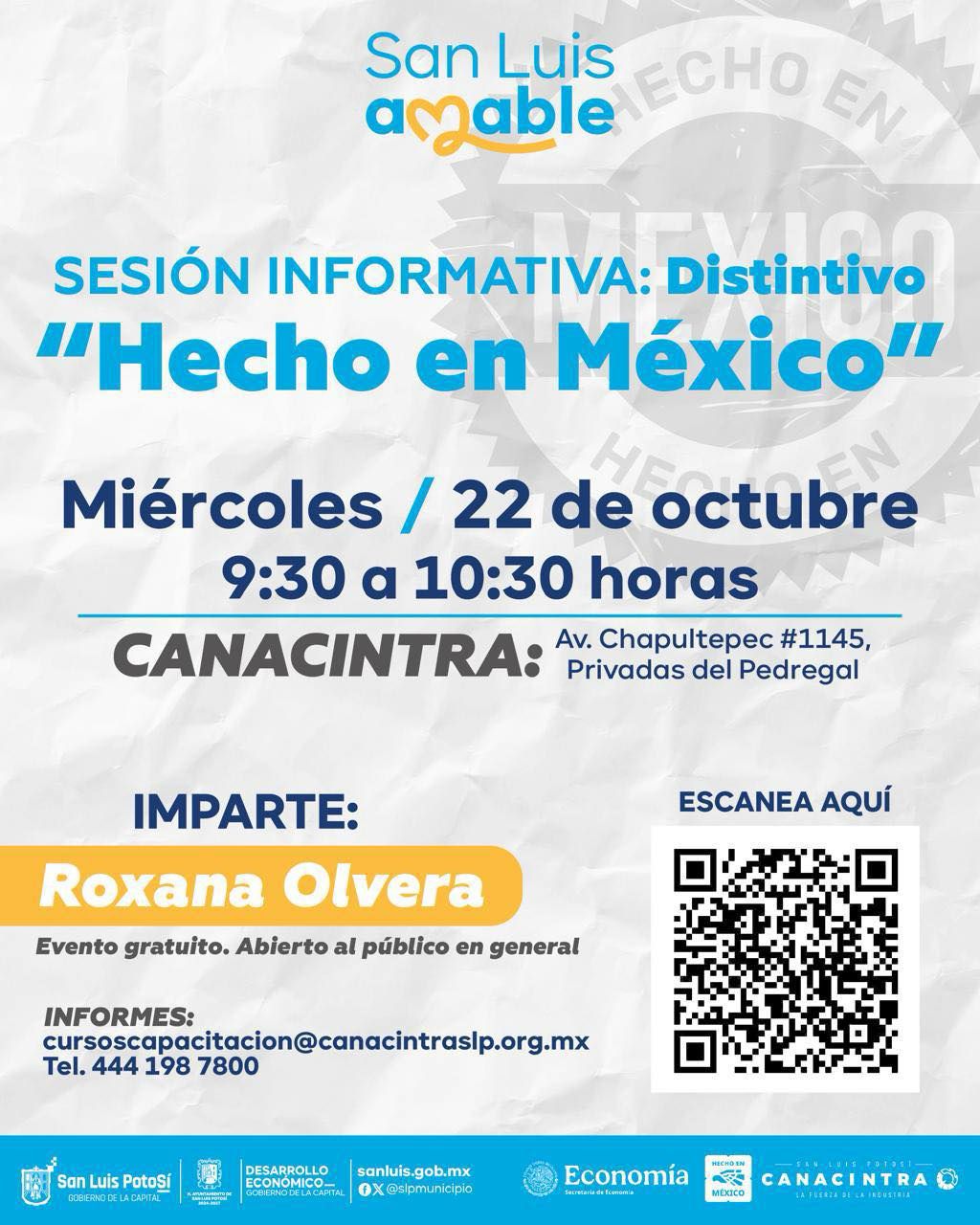 Gobierno de la Capital invita a reunión informativa sobre el distintivo «Hecho en&nbsp;México»