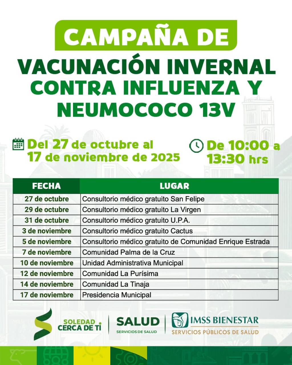 📢❄️ ¡Inicia campaña de vacunación invernal en Soledad de Graciano Sánchez!&nbsp;📢💉