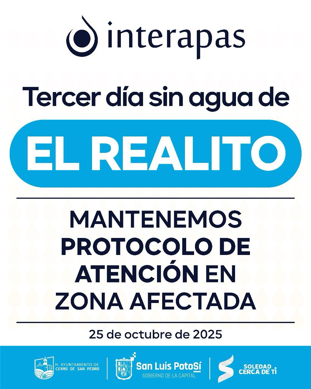 INTERAPAS refuerza acciones ante el tercer día sin suministro de “El&nbsp;Realito”