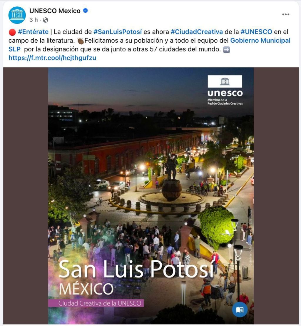 Unesco nombra a San Luis Capital como Ciudad&nbsp;Creativa