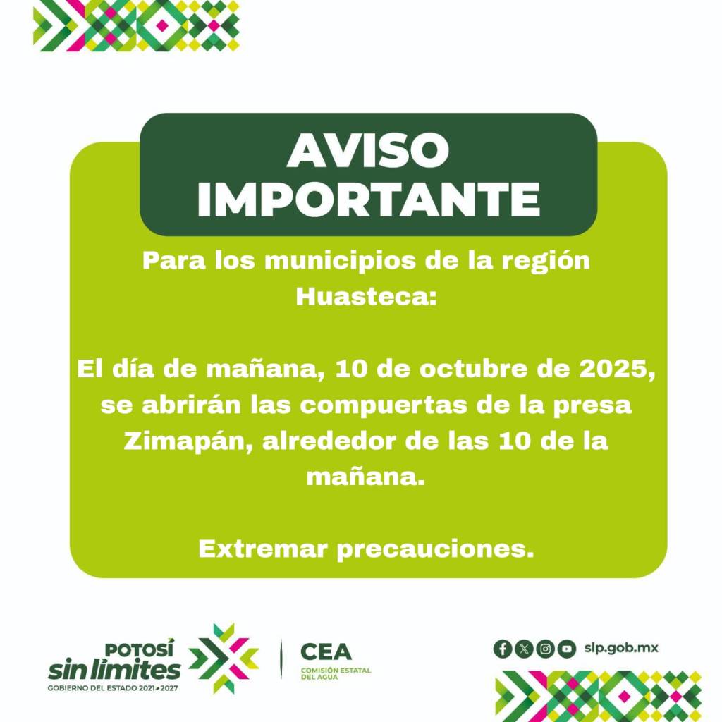 GOBIERNO ESTATAL EN ALERTA POR DESFOGUE DE LA PRESA&nbsp;ZIMAPÁN