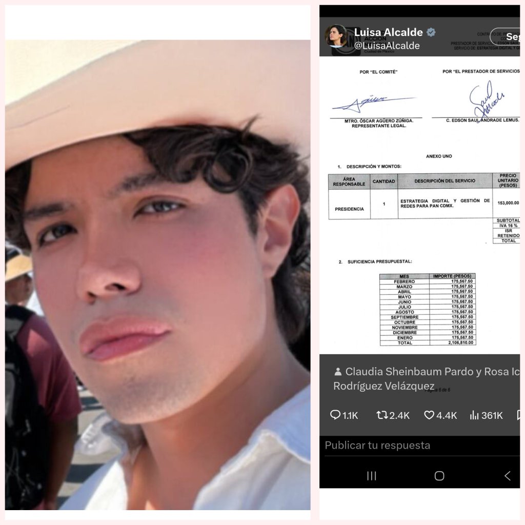 Luisa Alcalde exhibe contrato de Edson Andrade, impulsor de marcha Generación Z; PAN le habría pagado más de 2&nbsp;mdp