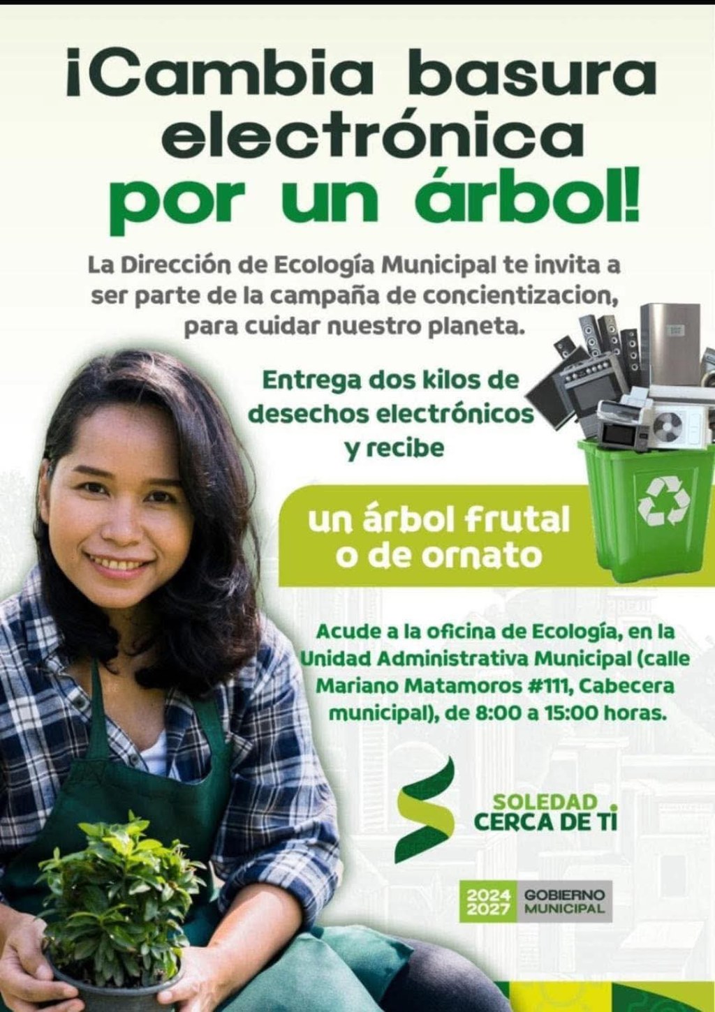 MUNICIPIO DE SOLEDAD LLAMA A PARTICIPAR EN CAMPAÑA ECOLÓGICA DE RECOLECCIÓN DE BASURA ELECTRÓNICA