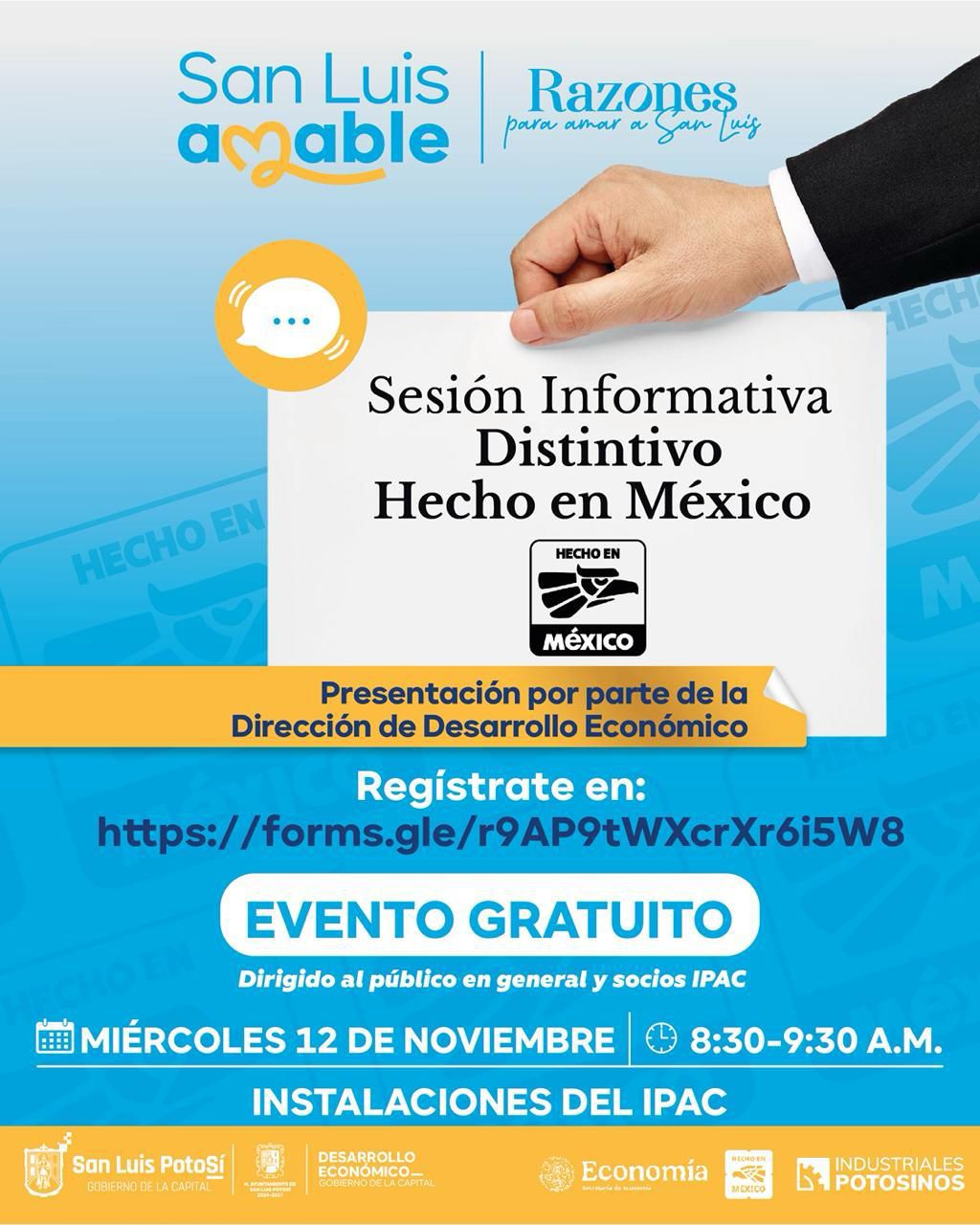 Gobierno de la Capital invita a encuentro informativo sobre distintivo “Hecho en&nbsp;México»