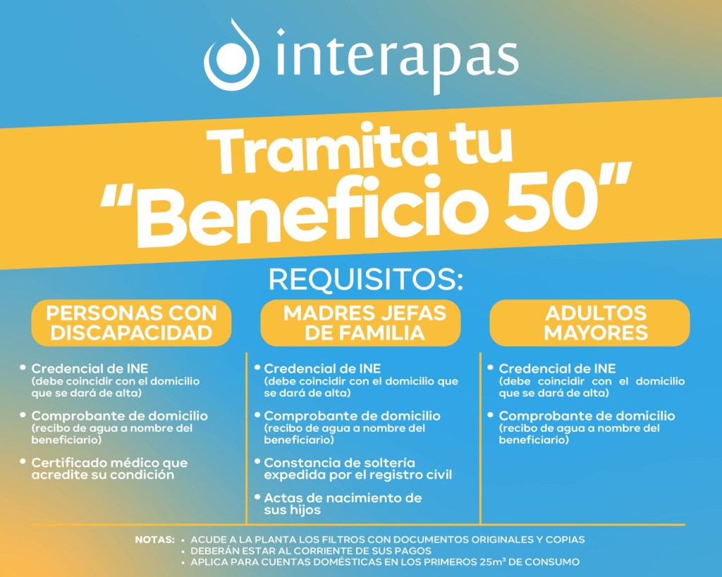 Interapas ofrece descuento en pago de agua con el programa “Beneficio&nbsp;50”