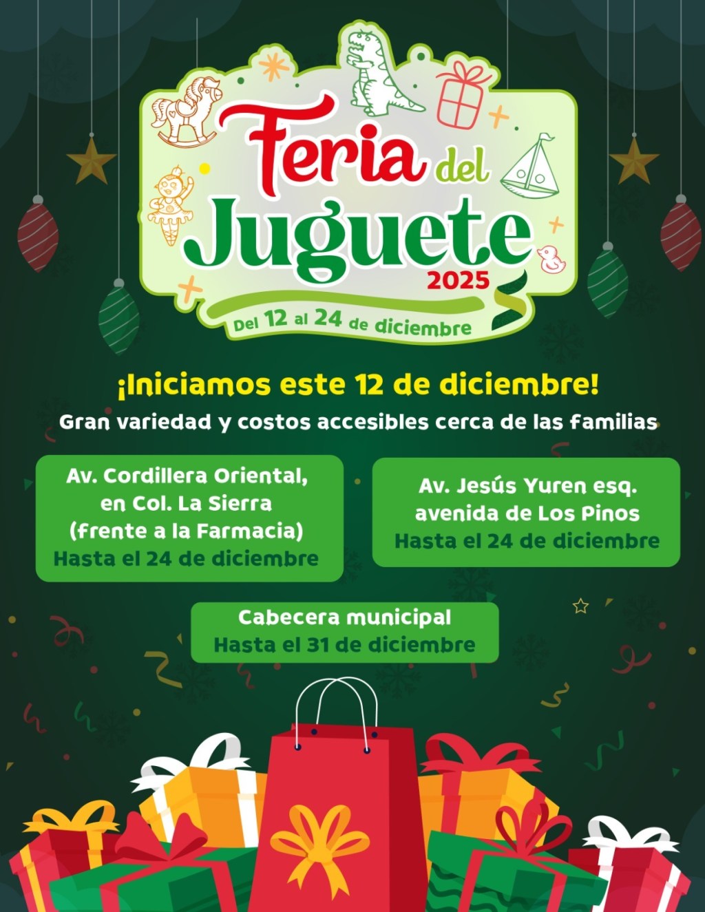 ESTE 12 DE DICIEMBRE, INICIA LA FERIA DEL JUGUETE EN SOLEDAD DE G. S. CON VARIAS&nbsp;UBICACIONES