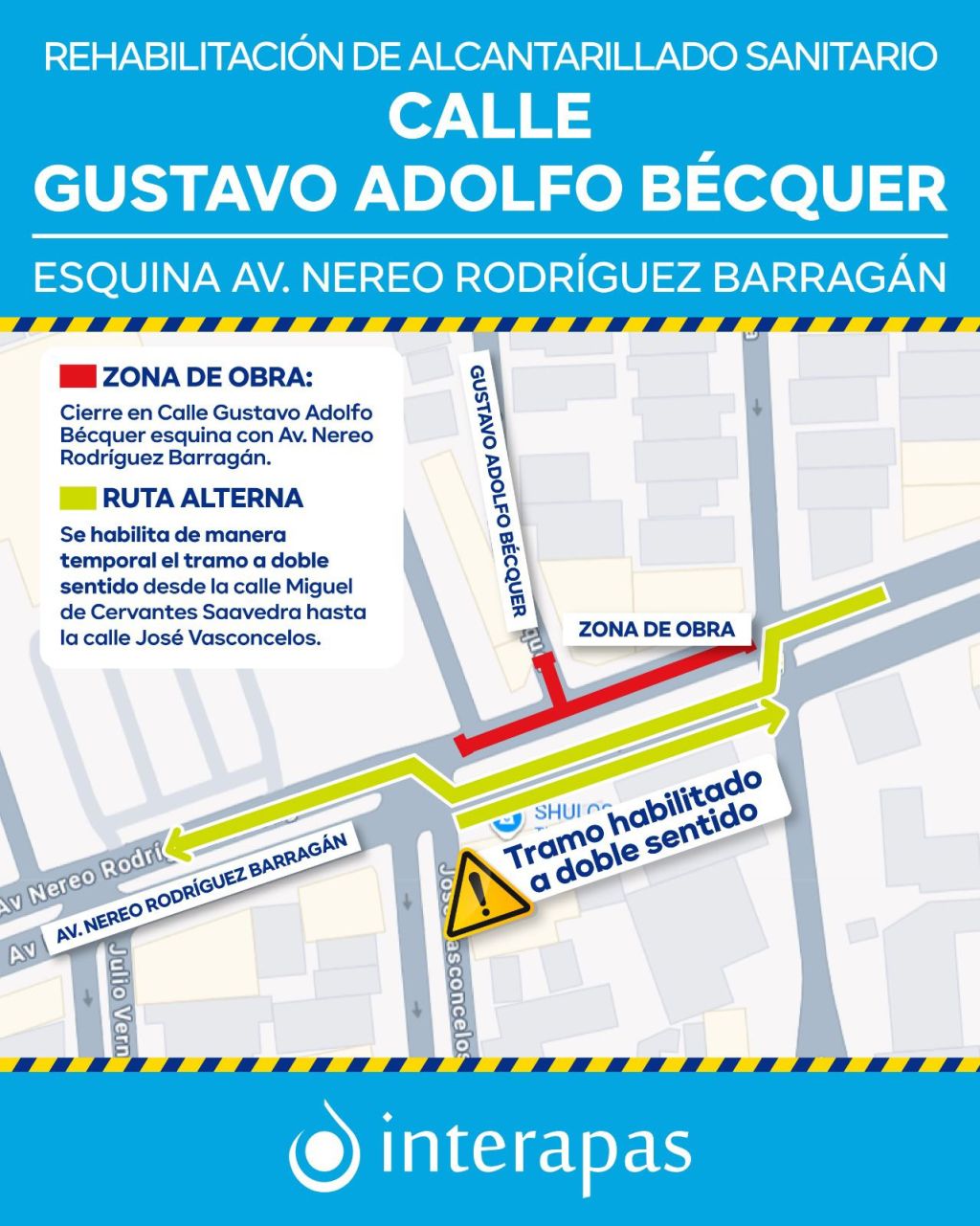 Atención a colapsos, Interapas inicia obra en Nereo Rodríguez&nbsp;Barragán