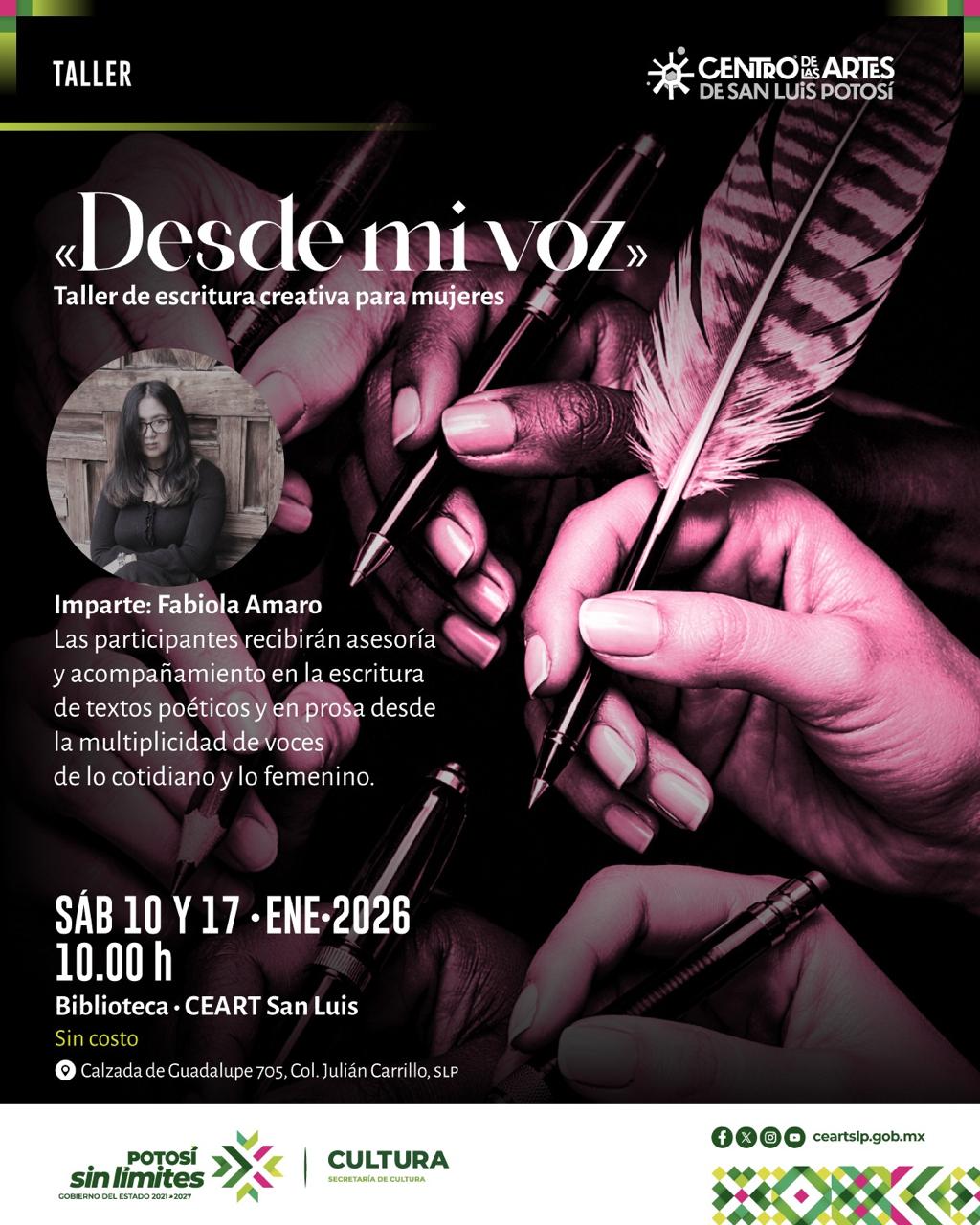 CEART INVITA AL TALLER DE ESCRITURA CREATIVA PARA MUJERES “DESDE MI&nbsp;VOZ”