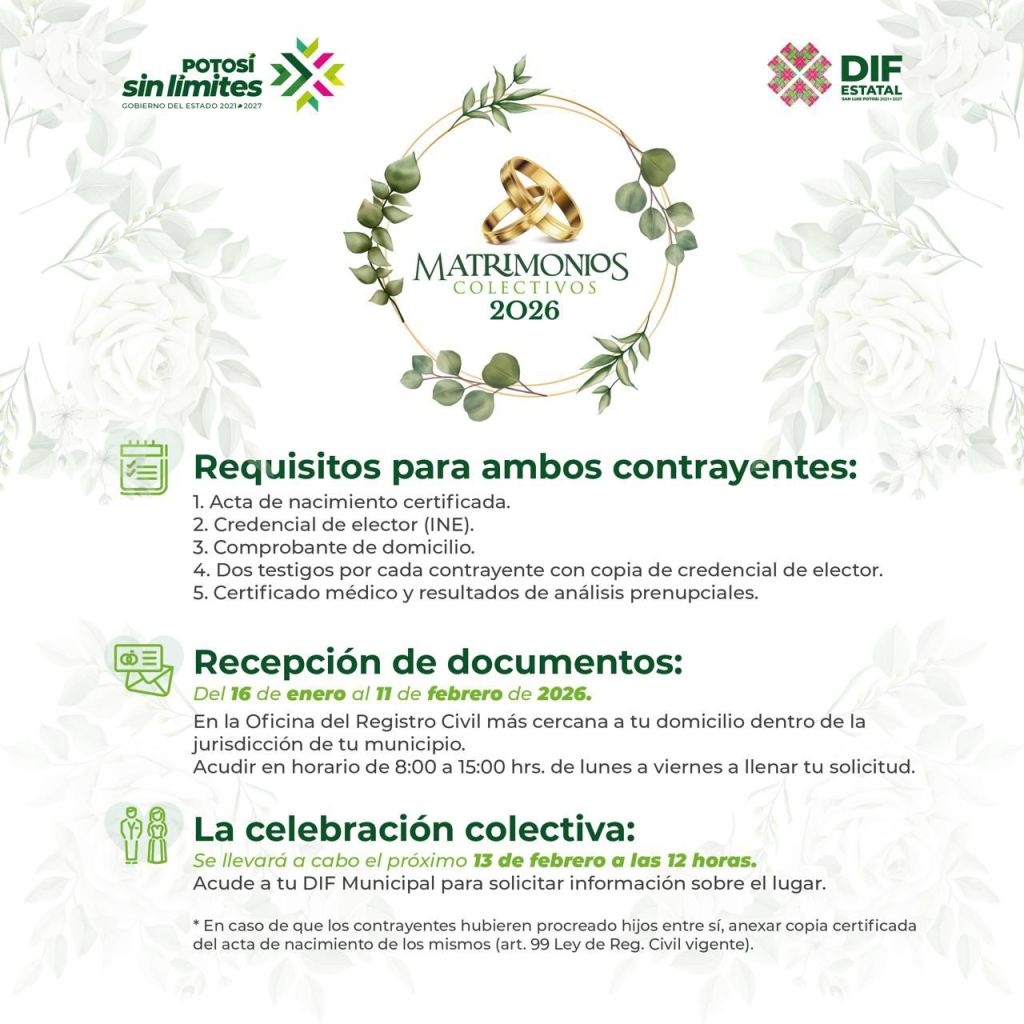 GOBIERNO ESTATAL LANZA CAMPAÑA DE MATRIMONIOS COLECTIVOS&nbsp;2026