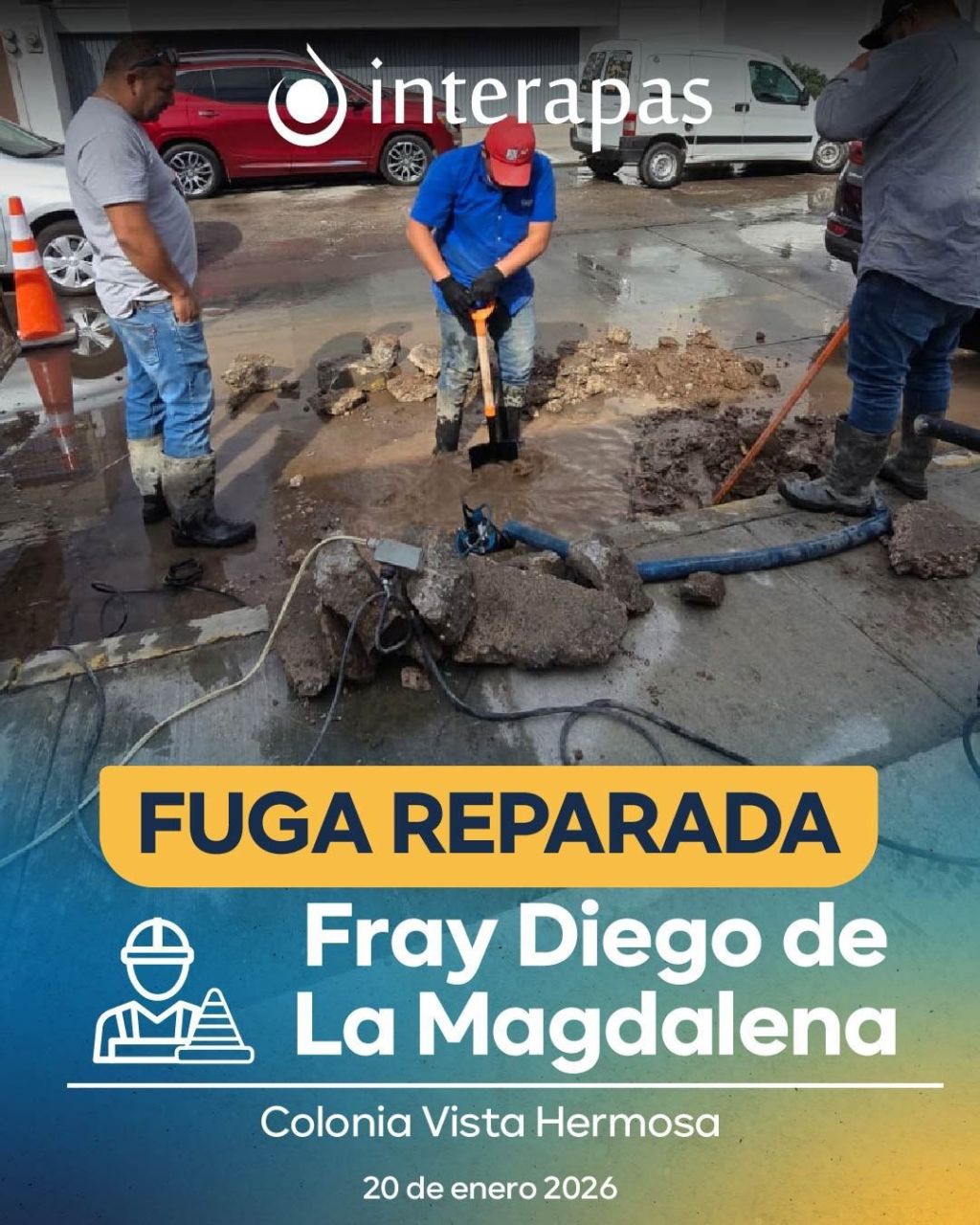 Interapas recupera agua potable mediante reparación de&nbsp;fugas