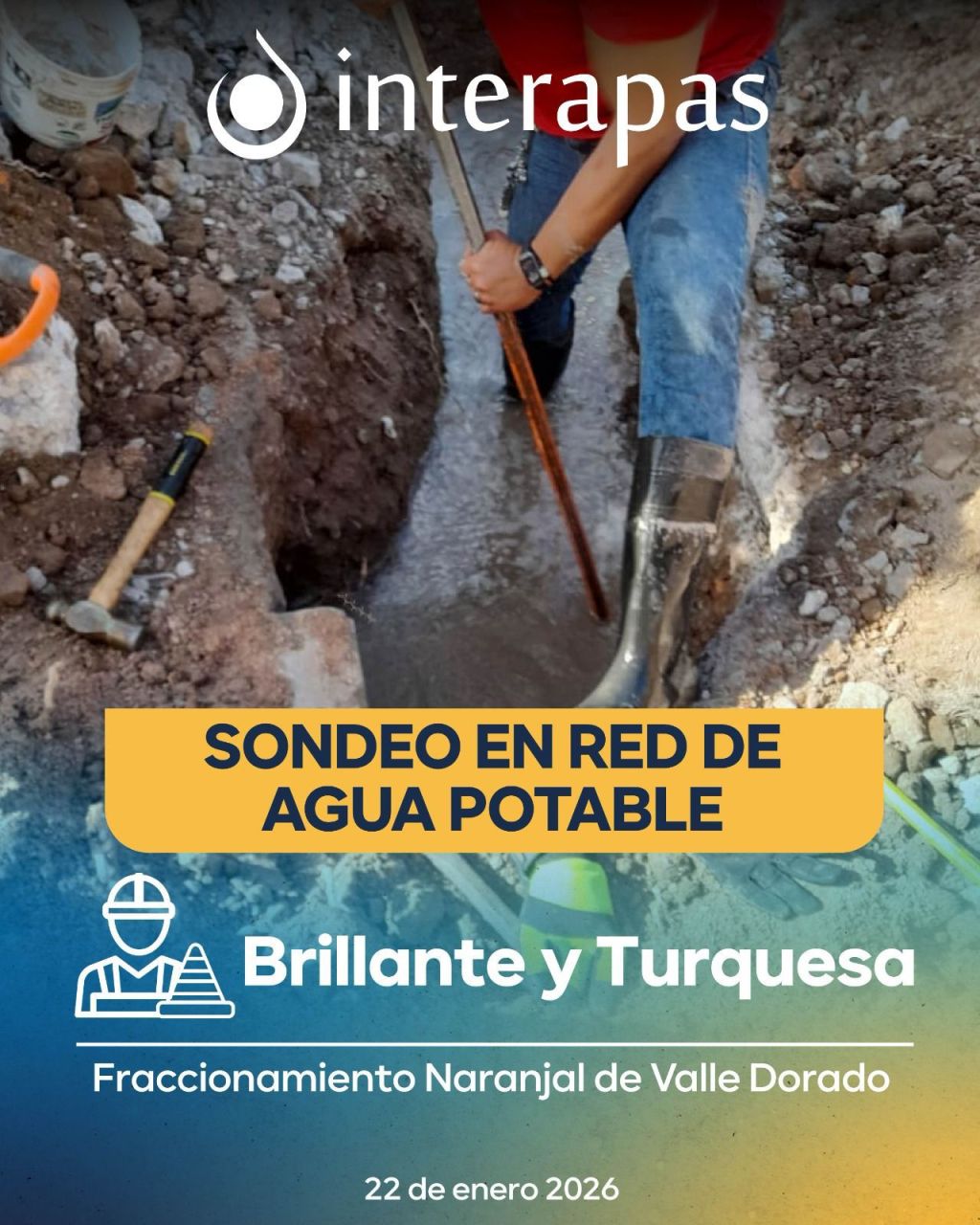 Raíces y arena obstruían la red de agua en el fraccionamiento Naranjal; Interapas restablece el servicio