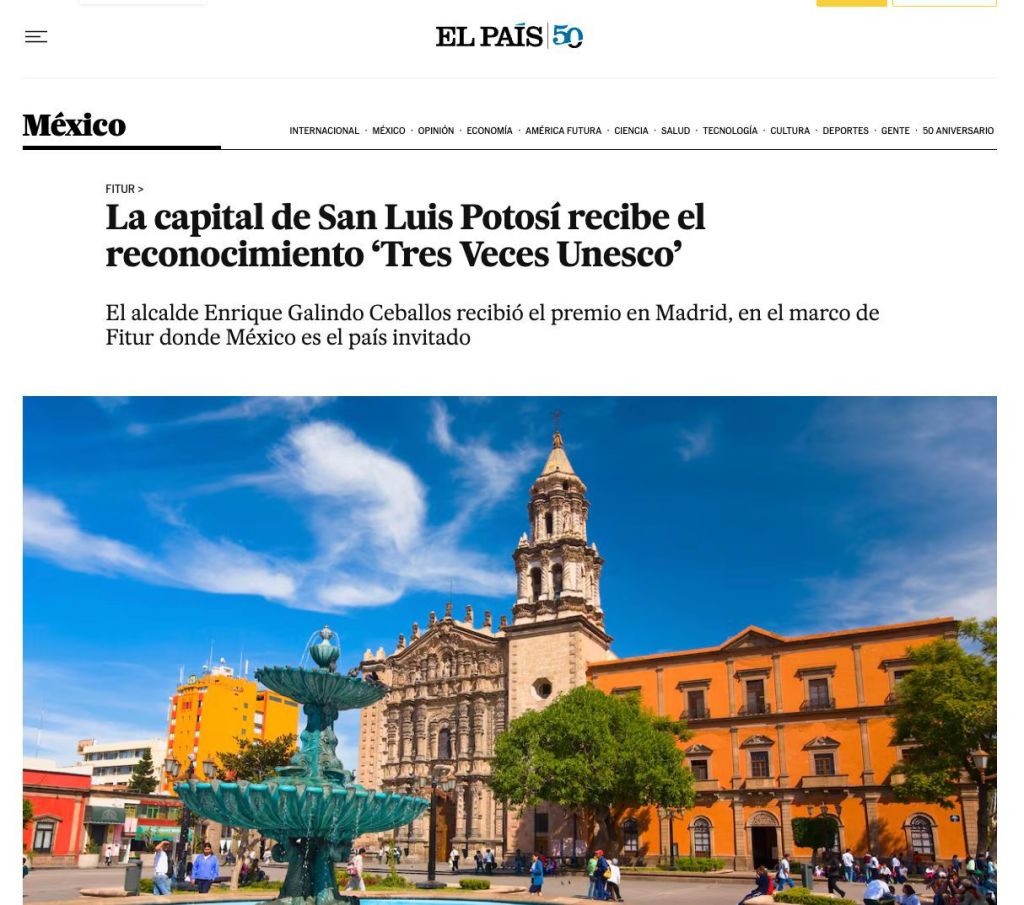 Diario El País, uno de los más importantes del mundo, destacó nombramientos que otorgó la UNESCO a San Luis Capital