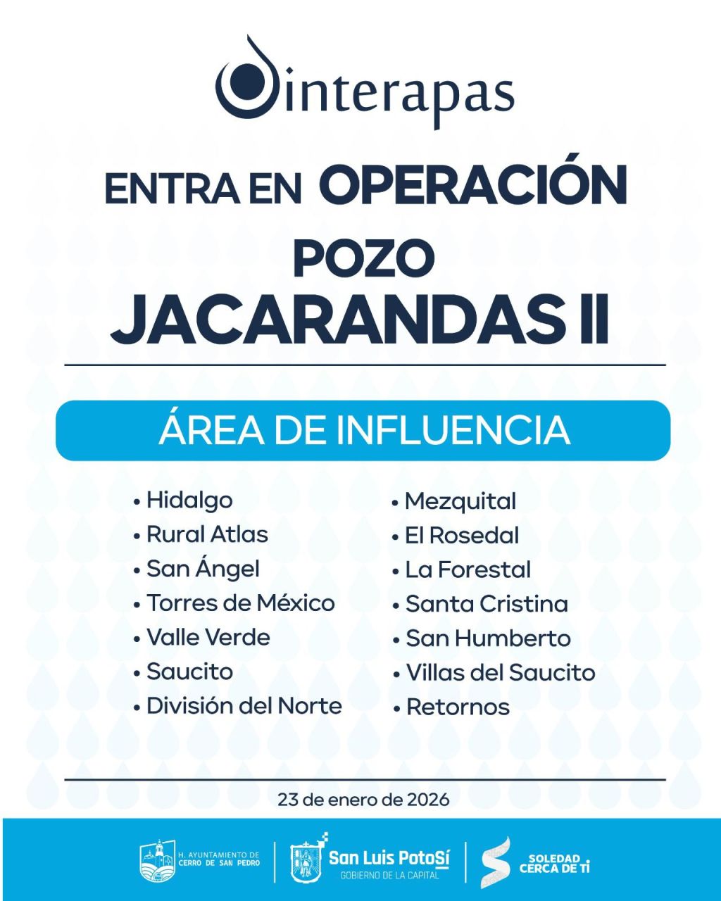 Entra en operación el pozo Jacarandas II