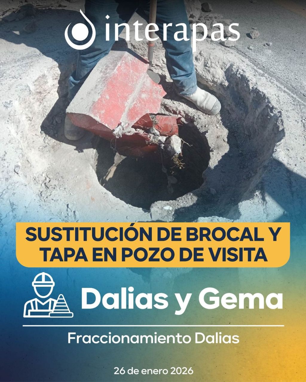 Interapas renueva pozos de visita para mayor seguridad en la colonia&nbsp;Dalias