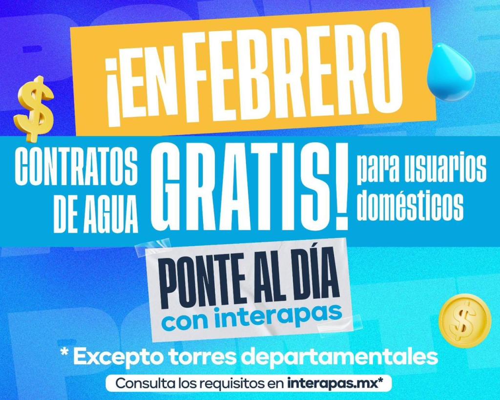 INTERAPAS mantiene contratos sin costo durante&nbsp;febrero