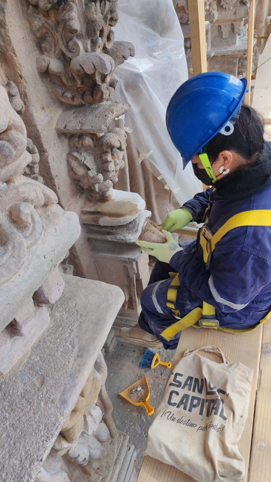 Gobierno de la Capital avanza en la conservación de la fachada principal del Templo del Carmen, ícono del patrimonio&nbsp;potosino