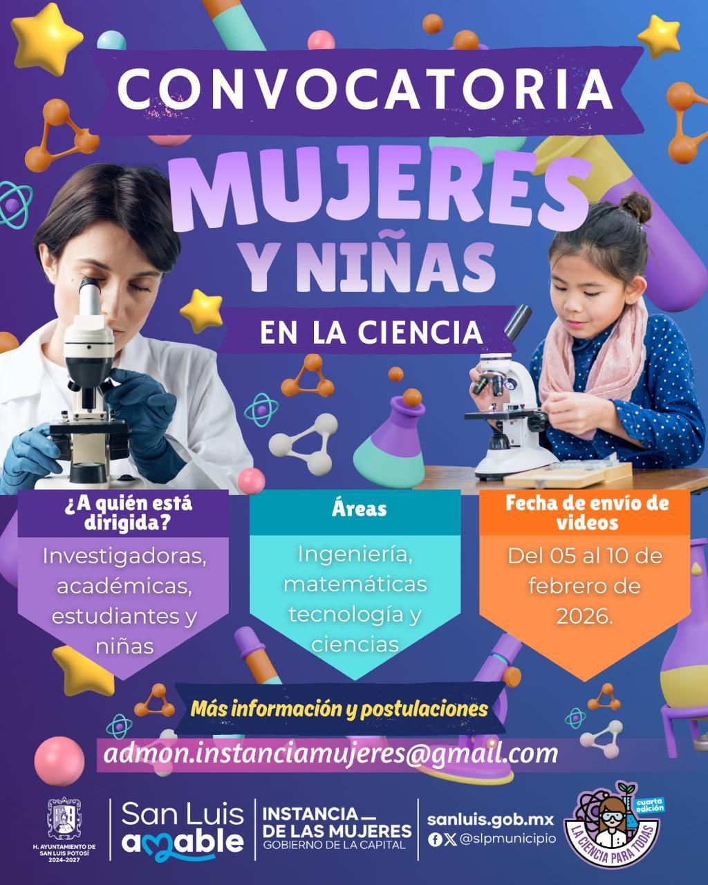 Lanzan convocatoria para conocer a mujeres y niñas científicas dentro de la 4ta. edición de “La Ciencia para&nbsp;Todas”