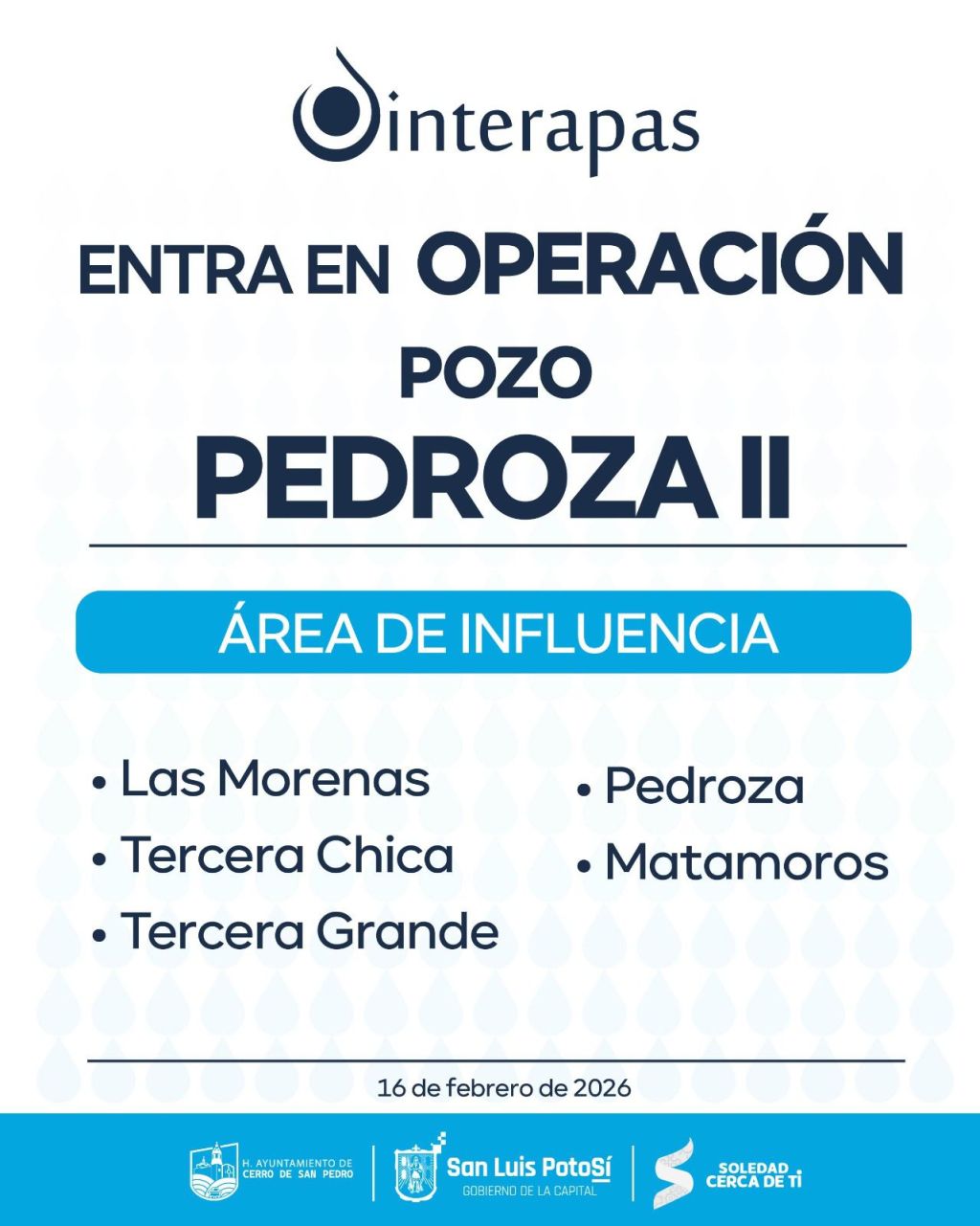Interapas pone en marcha el pozo Pedroza&nbsp;II