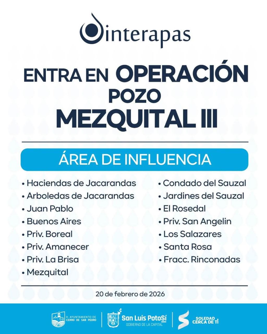 Interapas reactiva el pozo Mezquital&nbsp;III